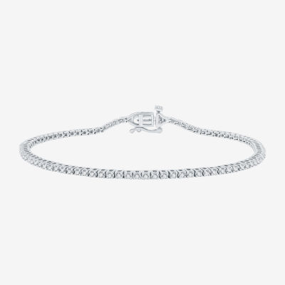 (G / Si1-Si2) Womens 1 CT. T.W. Lab Grown White Diamond Sterling Silver 7.5 Inch Tennis Bracelet