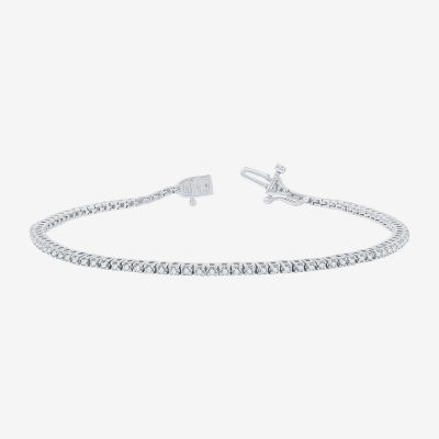 (G / Si1-Si2) Womens 1 CT. T.W. Lab Grown White Diamond Sterling Silver 7.5 Inch Tennis Bracelet