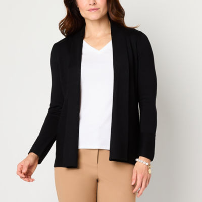 Liz Claiborne Tall Womens Long Sleeve Open Front Cardigan