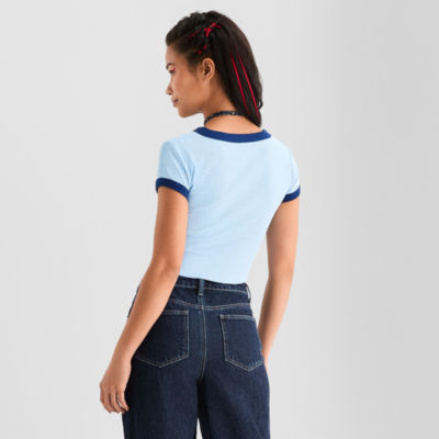 Joaquina for JCPenney Womens Juniors Crew Neck Short Sleeve T-Shirt