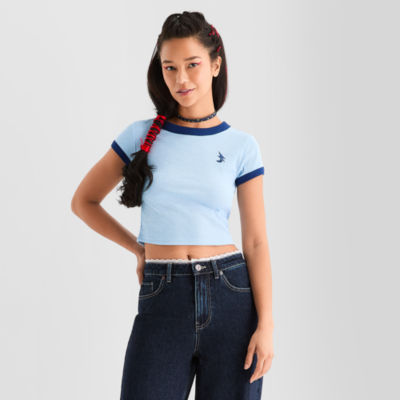 Joaquina for JCPenney Womens Juniors Crew Neck Short Sleeve T-Shirt