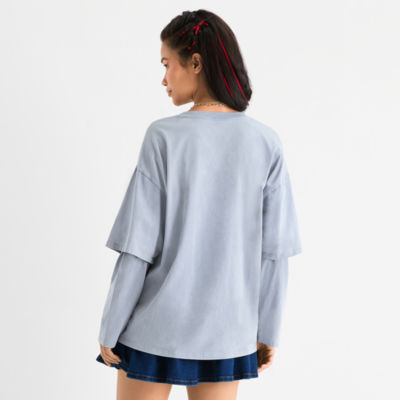 Joaquina for JCPenney Womens Juniors Crew Neck Long Sleeve T-Shirt