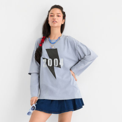 Joaquina for JCPenney Womens Juniors Crew Neck Long Sleeve T-Shirt