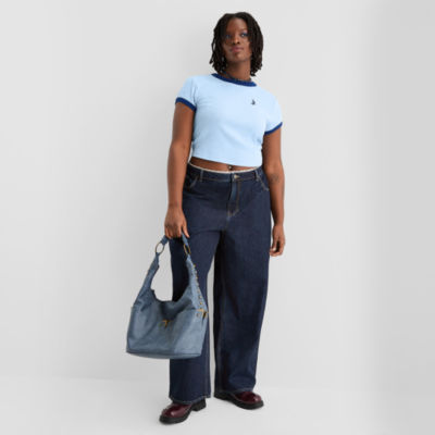 Joaquina for JCPenney Womens Crew Neck Short Sleeve Juniors Plus T-Shirt