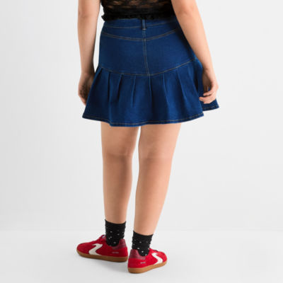 Joaquina for JCPenney Womens Juniors Plus Low Rise Pleated Skirt