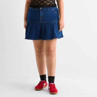 Joaquina for JCPenney Womens Juniors Plus Low Rise Pleated Skirt