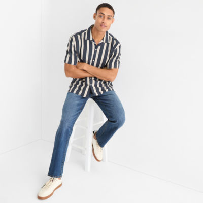 Arizona Mens Short Sleeve Regular Fit Button-Down Shirt