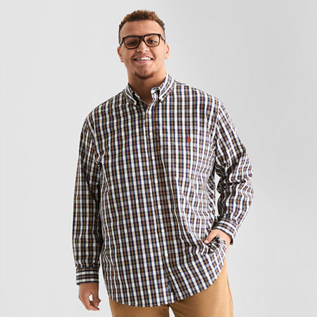 Uspa U.s. Polo Assn. Mens Long Sleeve Classic Fit Stretch Fabric Embroidered Big And Tall Button-down Shi In Blue