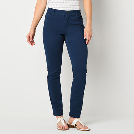 Liz Claiborne Womens Sara Mid Rise Slim Fit, Skinny Leg Jean, 16 Petite, Blue