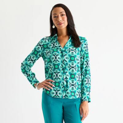 Liz Claiborne Womens Vent Long Sleeve Regular Fit Button-Down Shirt