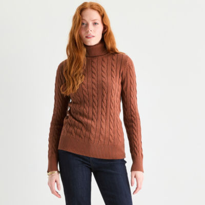 St. John's Bay Womens Turtleneck Long Sleeve Pullover Sweater