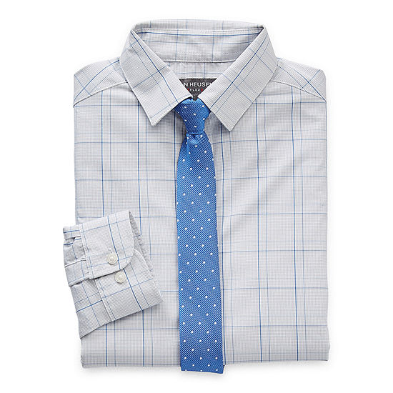 Van Heusen Flex Big Boys Point Collar Long Sleeve Shirt + Tie Set