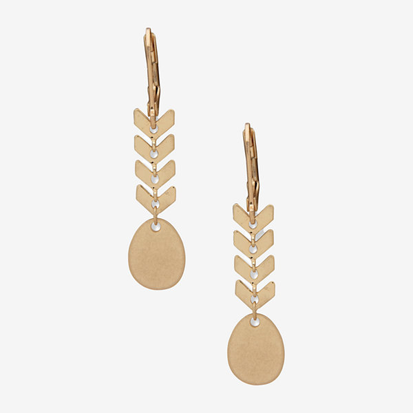 a.n.a Gold Tone Leaf Chain Linear Drop Earrings