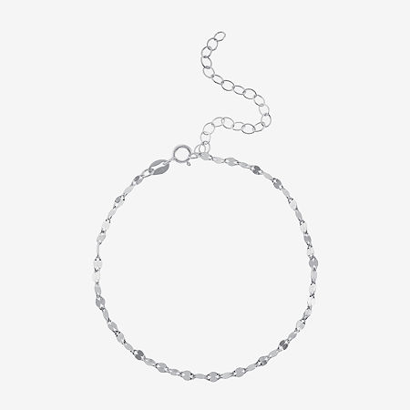 Silver Treasures Womens Sterling Silver 9 Inch Semisolid Ankle Bracelet