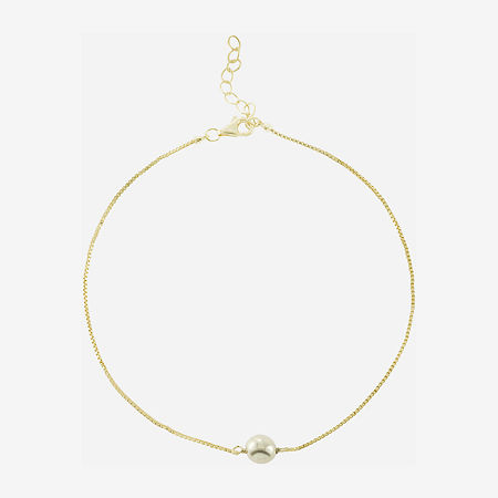 Silver Treasures Womens 14K Gold Over Silver 9 Inch Semisolid Box Ankle Bracelet