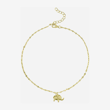 Silver Treasures Elephant Womens 14K Gold Over Silver Semisolid Ankle Bracelet