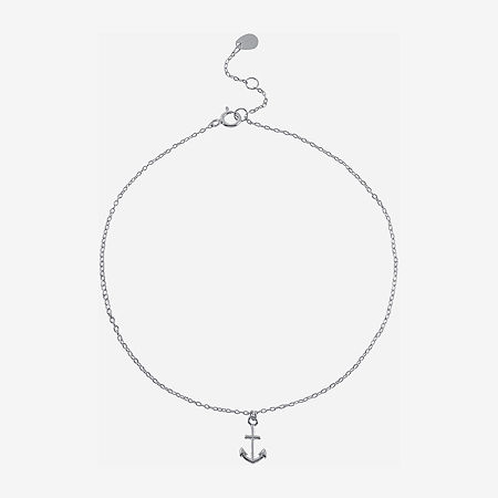 Silver Treasures Womens Sterling Silver 9 Inch Semisolid Cable Anchor Ankle Bracelet