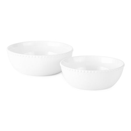 Tabletops Unlimited Beaded 2-pc. Earthenware Serving Bowl, One Size , White