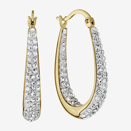 Sparkle Allure Crystal 24K Gold Over Brass 28mm Hoop Earrings, One Size