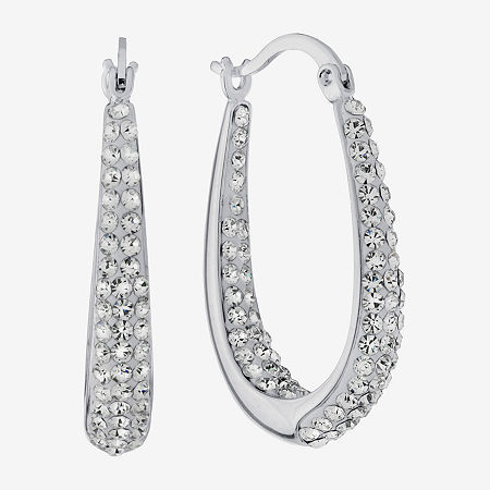 Sparkle Allure Womens Crystal 28mm Hoop Earrings In Silver