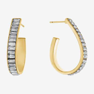 Sparkle Allure Crystal 24K Gold Over Brass Hoop Earrings