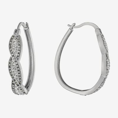 Sparkle Allure Twist Womens Crystal 34.7mm Hoop Earrings