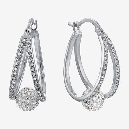Sparkle Allure Double Womens Crystal 29.2mm Hoop Earrings, One Size