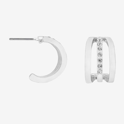 Bijoux Bar Silver Tone Glass Round Hoop Earrings
