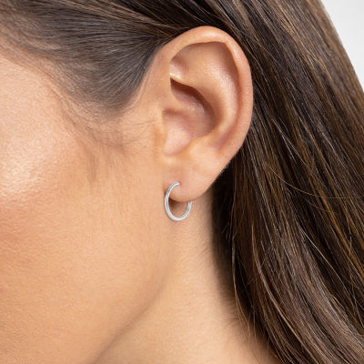 Silver Reflections Tube Womens 30mm Hoop Earrings