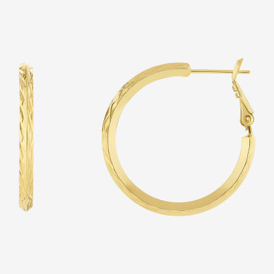 Silver Reflections Diamond Cut 14K Gold Over Brass Hoop Earrings