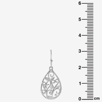 Silver Reflections Filigree Womens Pure Silver Over Brass Drop Earrings