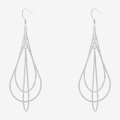 Silver Reflections Orbital Pure Silver Over Brass Drop Earrings