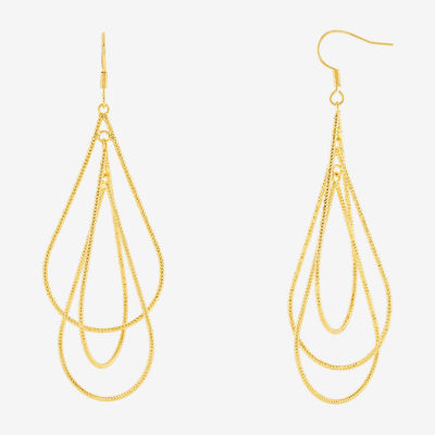 Silver Reflections Orbital Womens 14K Gold Over Brass Drop Earrings