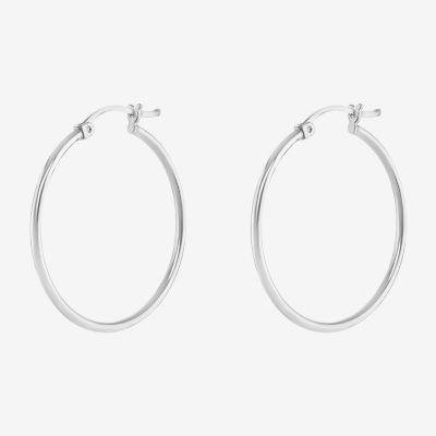 Silver Treasures Sterling Silver Round Hoop Earrings