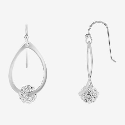 Silver Treasures Fireball Crystal Sterling Silver Drop Earrings