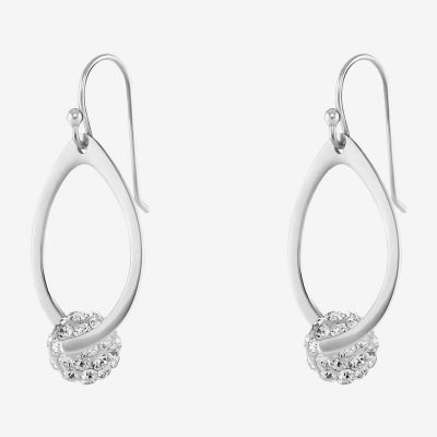 Silver Treasures Fireball Crystal Sterling Silver Drop Earrings