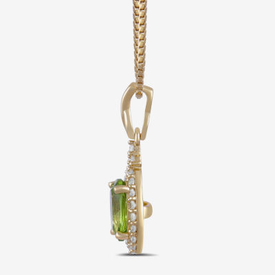 Womens Genuine Green Peridot 14K Gold Over Silver Pendant Necklace