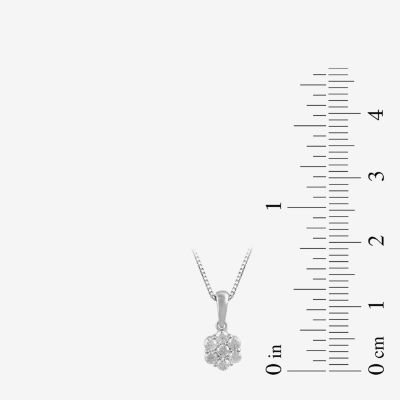 Diamond Blossom Womens 1/4 CT. T.W. Lab Grown White Diamond 10K White Gold Flower Pendant Necklace