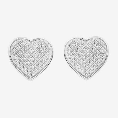 1/4 CT. T.W. Mined White Diamond 10K White Gold 10.2mm Heart Stud Earrings