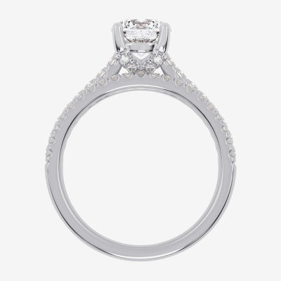 Womens 1 1/2 CT. T.W. Lab Grown White Diamond 10K Gold Round Side Stone Wedding Engagement Ring