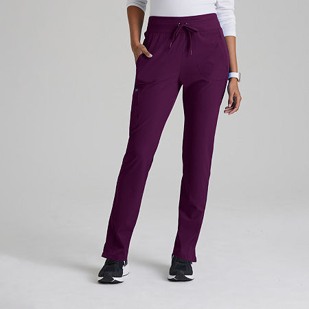 Barco One Bop597 Uplift 5-Pocket Mid-Rise Tapered Leg Womens Plus Tall Moisture Wicking Scrub Pants, X-small Tall, Purple