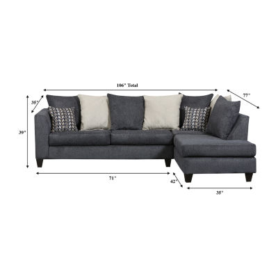 Covington 2-Piece Chenille Left-Arm Sofa Sectional with Chaise