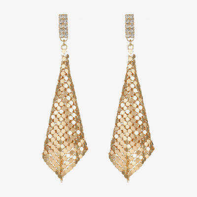 Bijoux Bar Gold Tone Chain Mesh Glass Drop Earrings