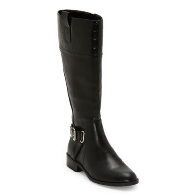 St. John's Bay Womens Roslyn Wide Calf Flat Heel Riding Boots