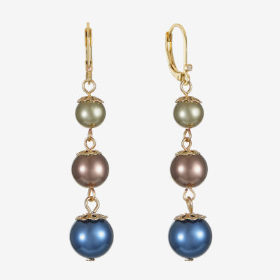 Monet Jewelry Linear Simulated Pearl Round Drop Earrings