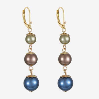 Monet Jewelry Linear Simulated Pearl Round Drop Earrings