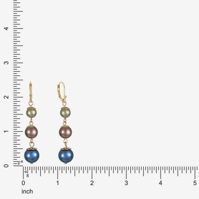 Monet Jewelry Linear Simulated Pearl Round Drop Earrings