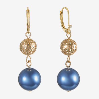 Monet Jewelry Double Simulated Pearl Round Drop Earrings