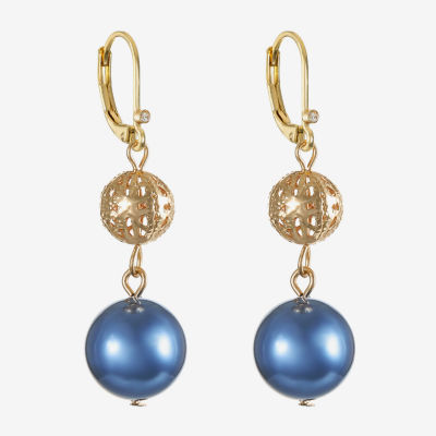 Monet Jewelry Double Simulated Pearl Round Drop Earrings