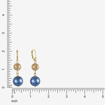 Monet Jewelry Double Simulated Pearl Round Drop Earrings